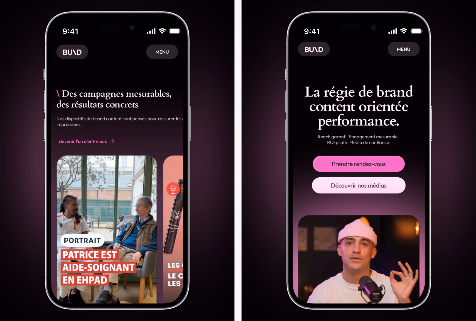 Capture du site web réalisé pour Bund Médias