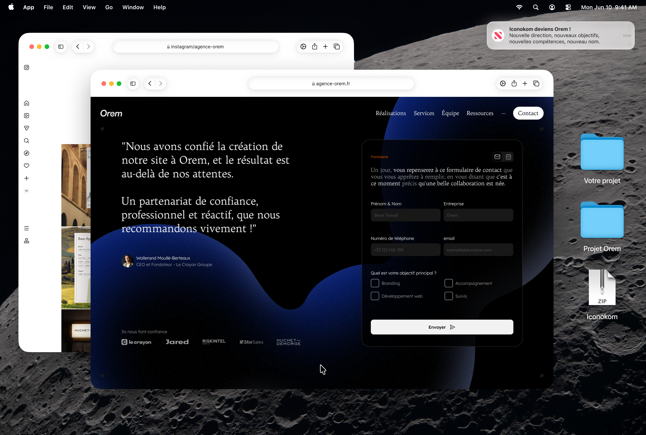 Capture du site web réalisé pour Orem