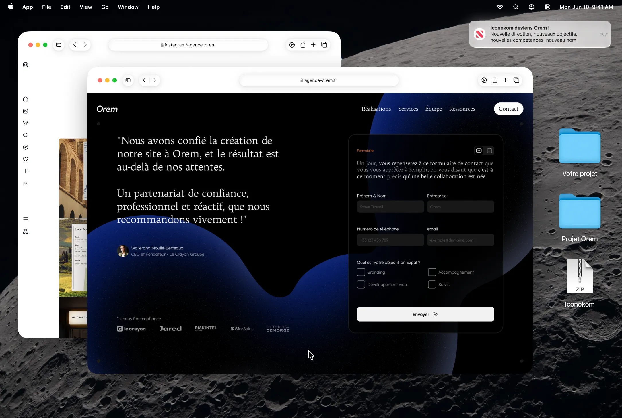 Capture du site web réalisé pour Orem