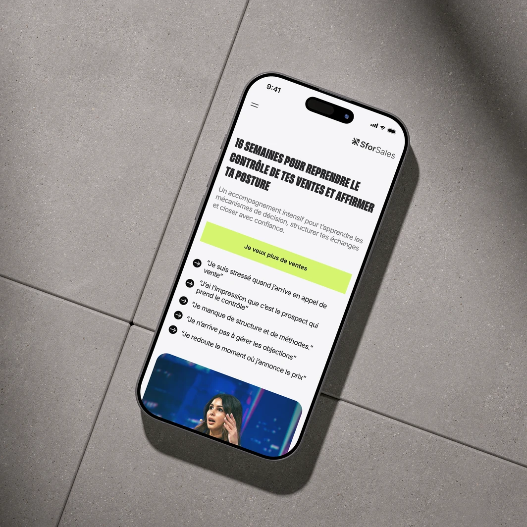 Landing page SforSales sur iPhone