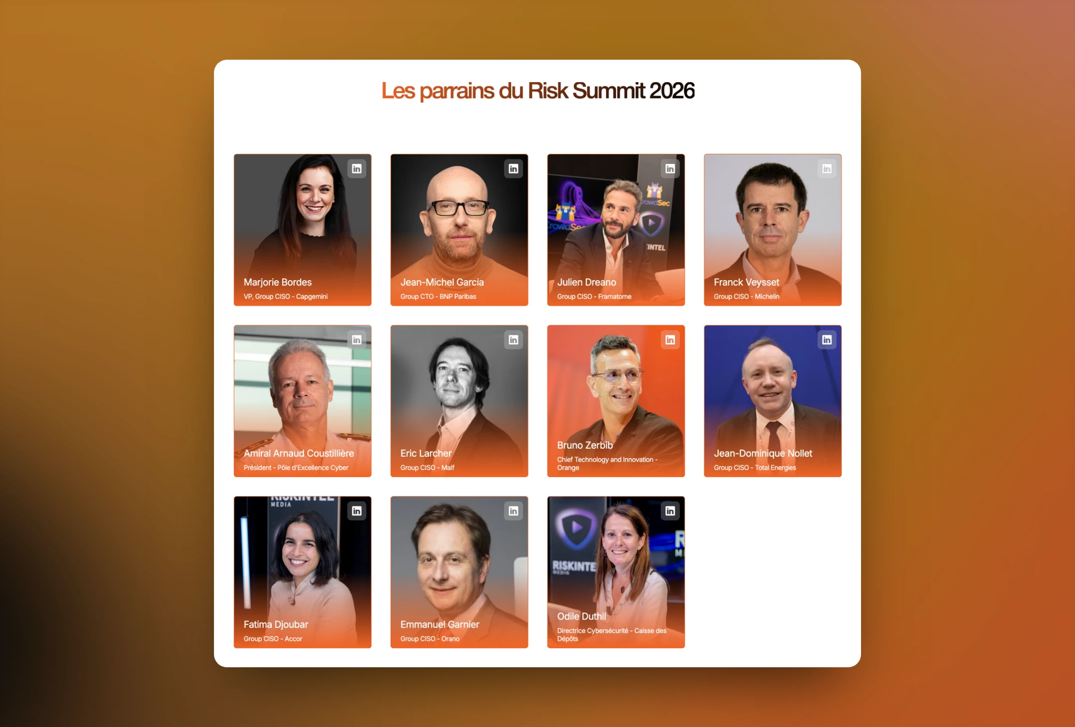Les parrains du Risk Summit 2026