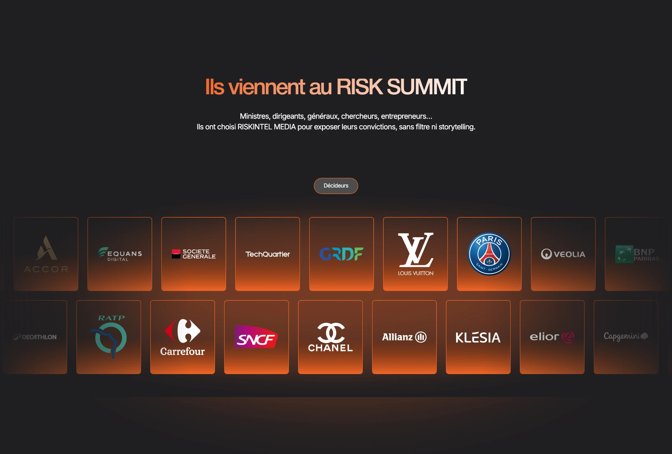Les organisations présentes au Risk Summit