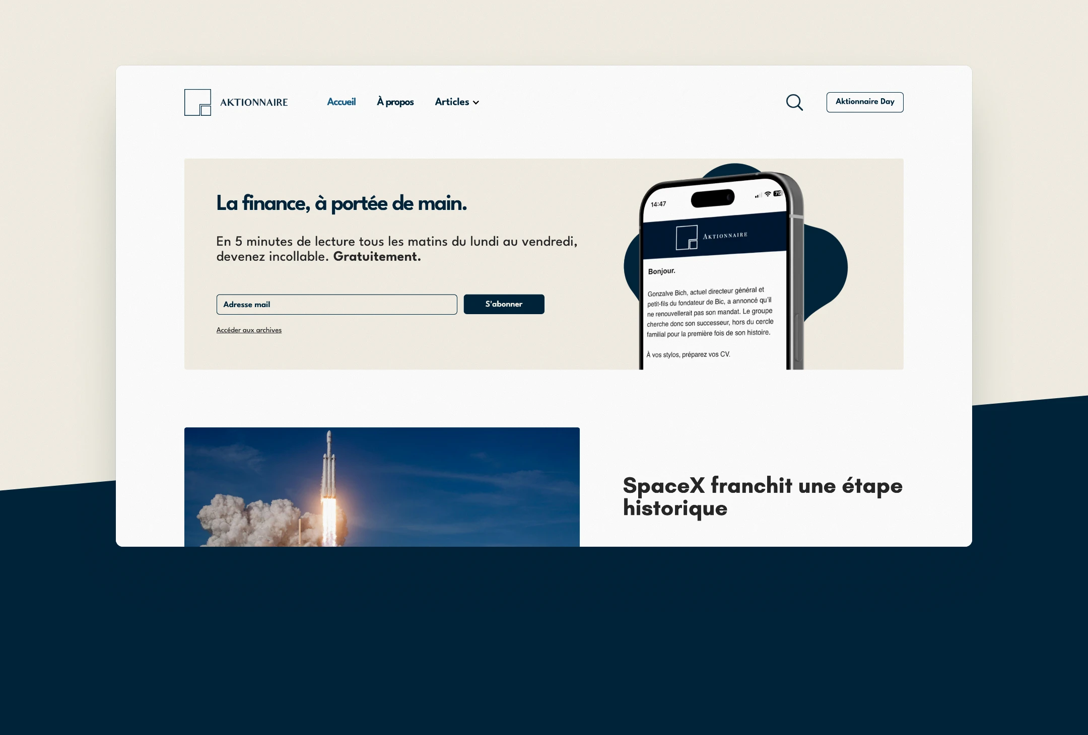 Page d'accueil du site Aktionnaire