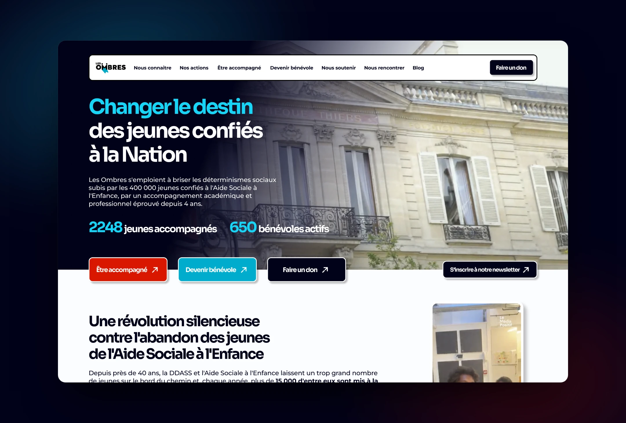 Page d'accueil du site Les Ombres