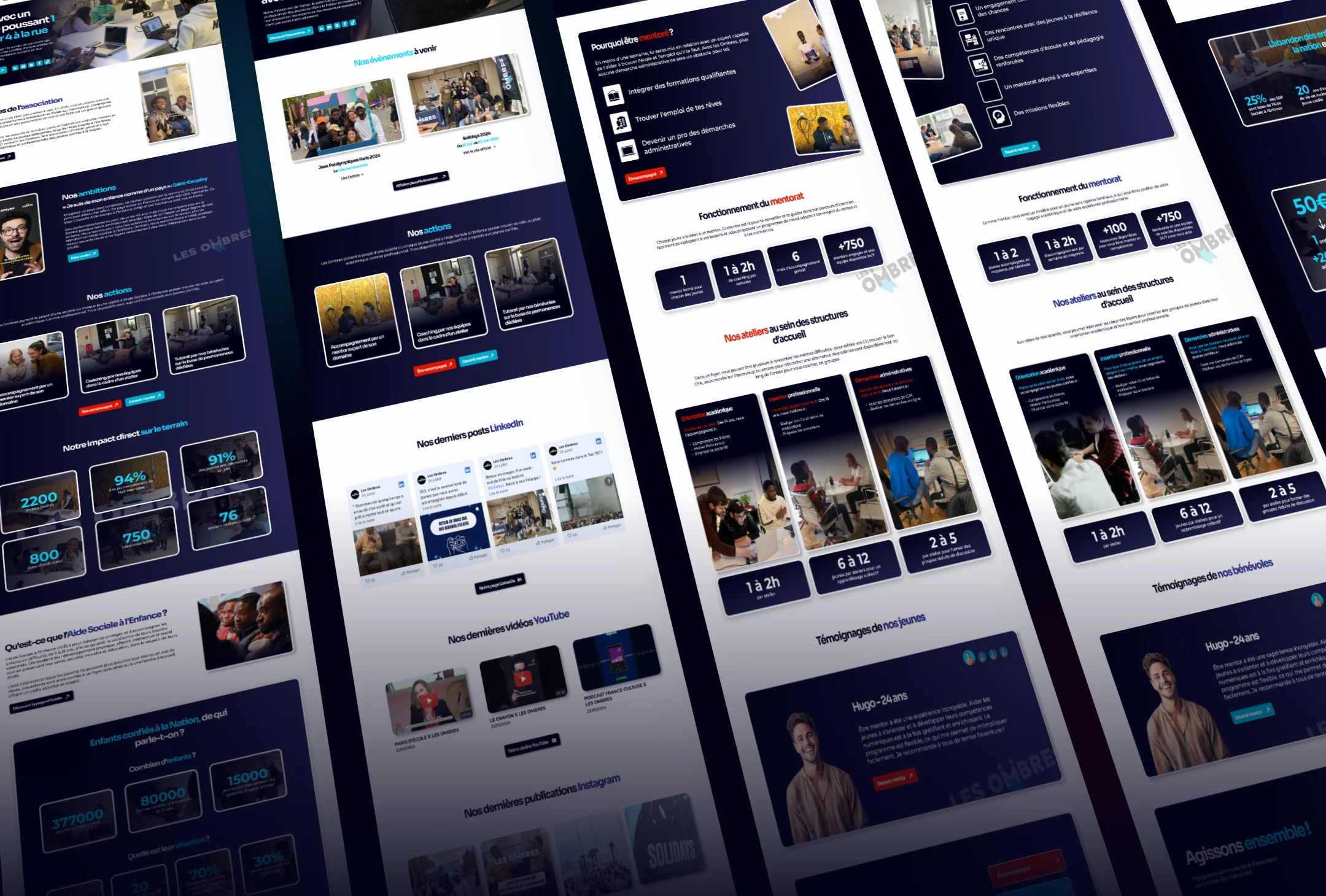Les pages du site Les Ombres