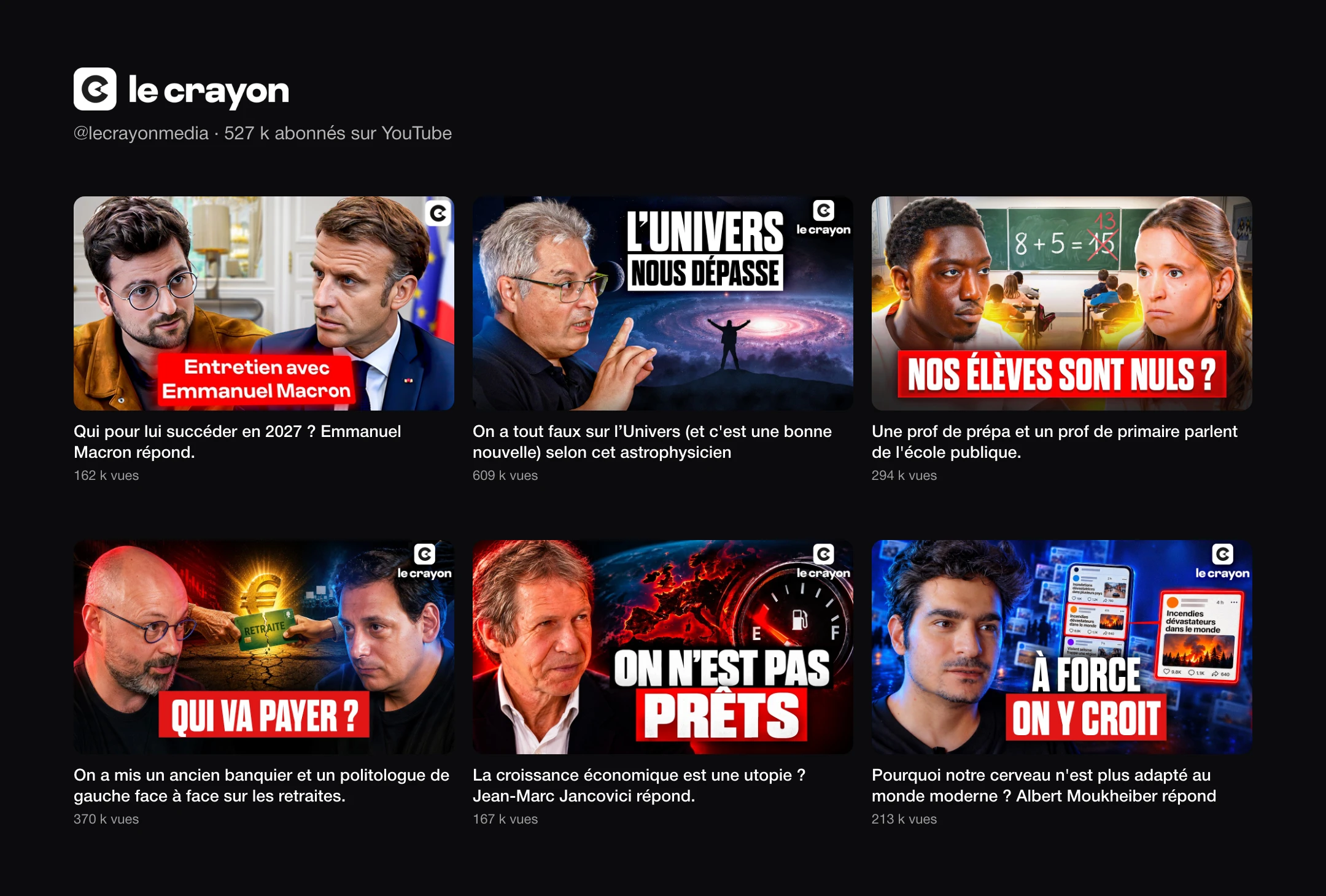 Les émissions du Crayon sur YouTube