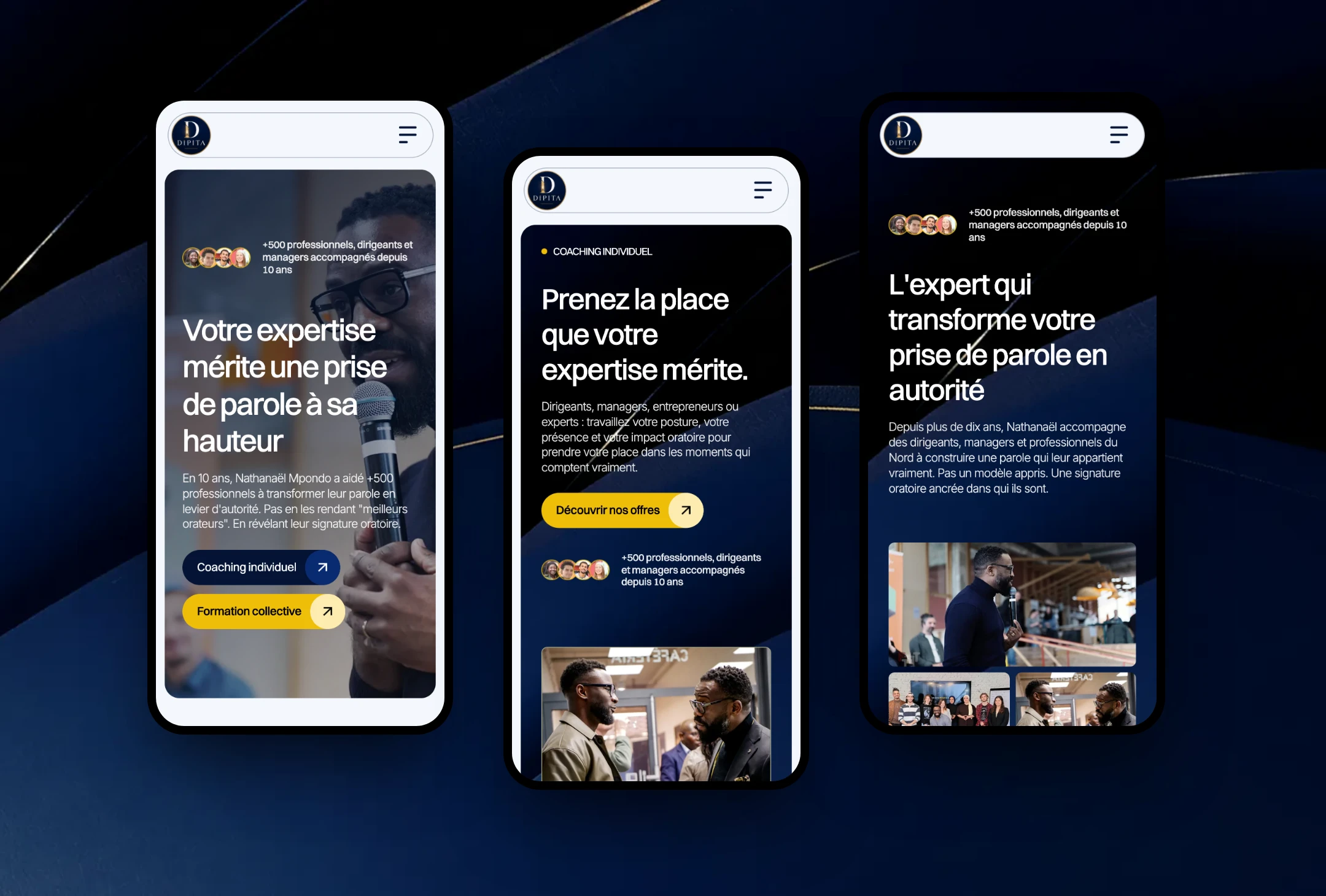 Le site Dipita sur mobile