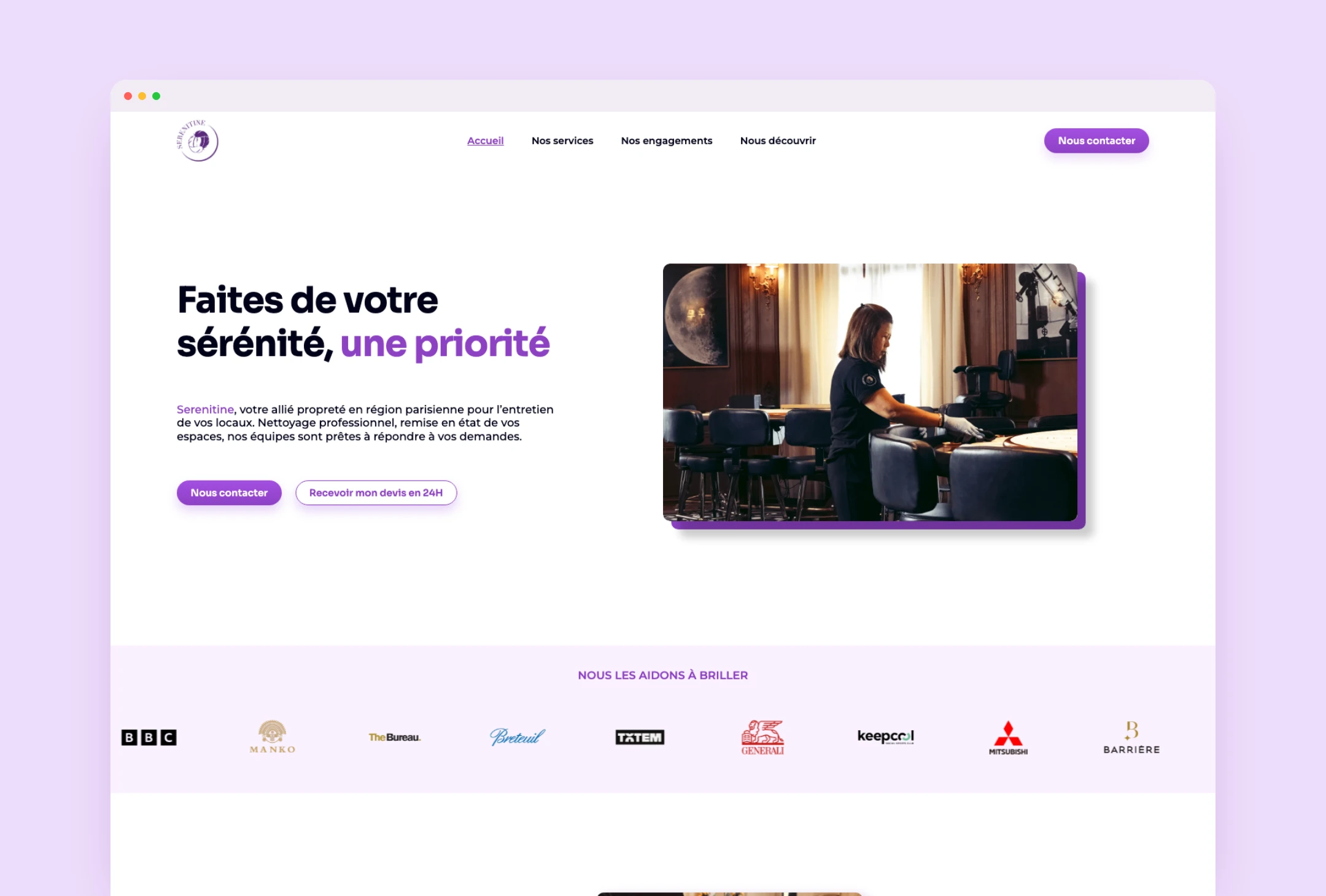 Page d'accueil du site Serenitine