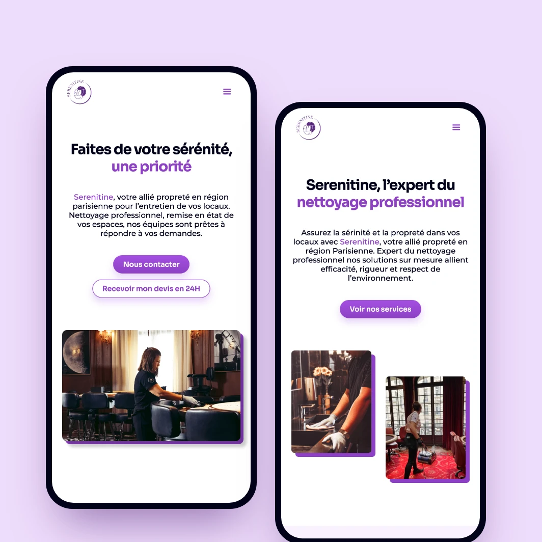 Le site Serenitine sur mobile