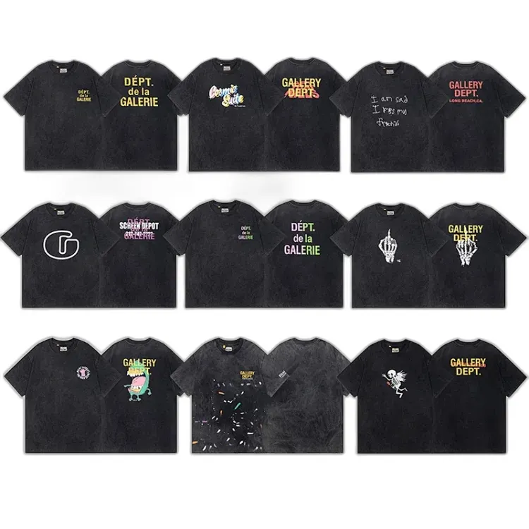 Gallery Dept Washed Black Graphic Tees #1