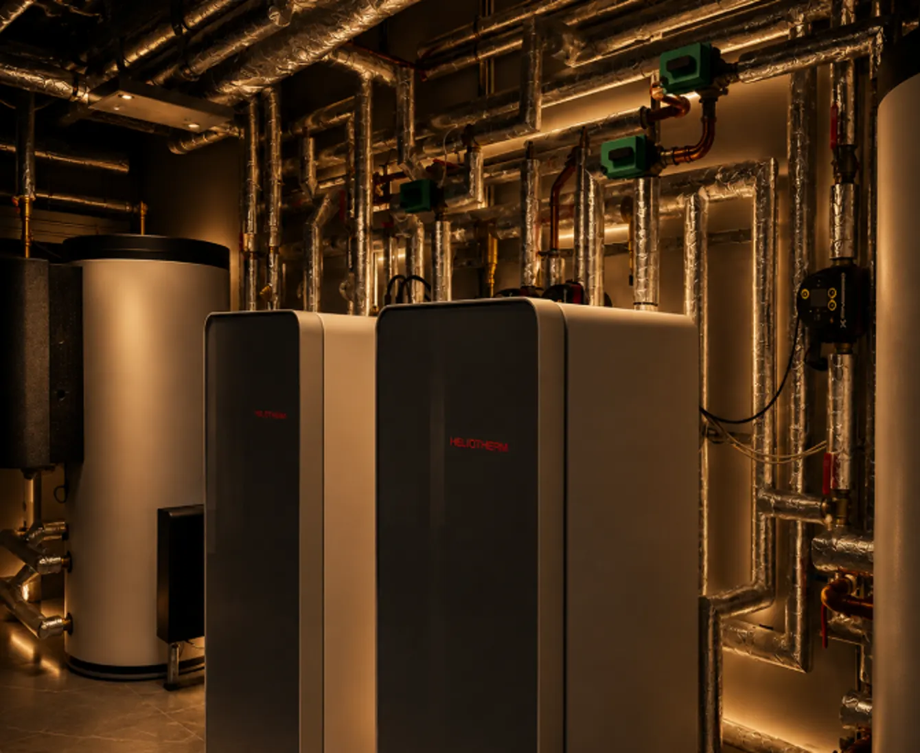 Geothermal heat-pump plant room
