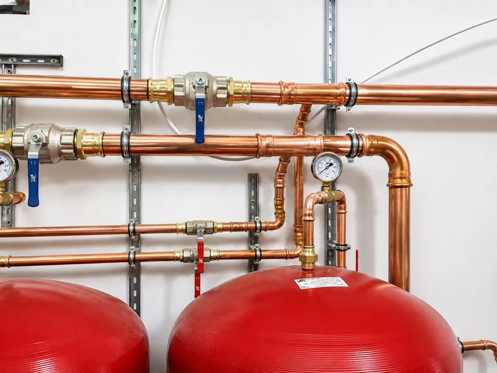Southall project — copper pipework and expansion vessels