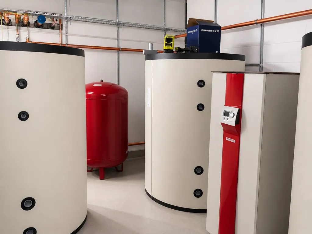 Southall project — mechanical plant room, buffer cylinders