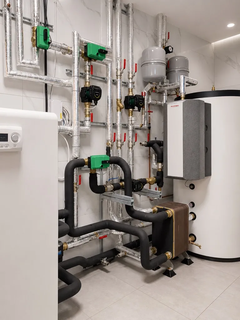 Southgate project — mechanical room, insulated pipework