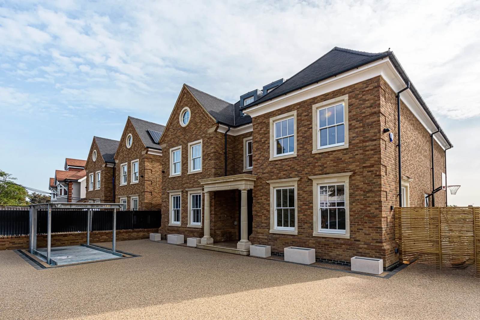Southgate project — front exterior of completed twin residences