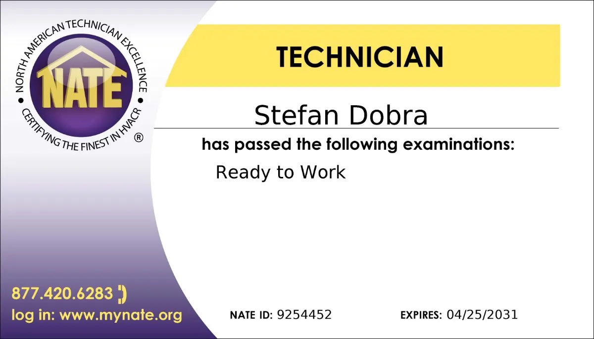 NATE certification ID