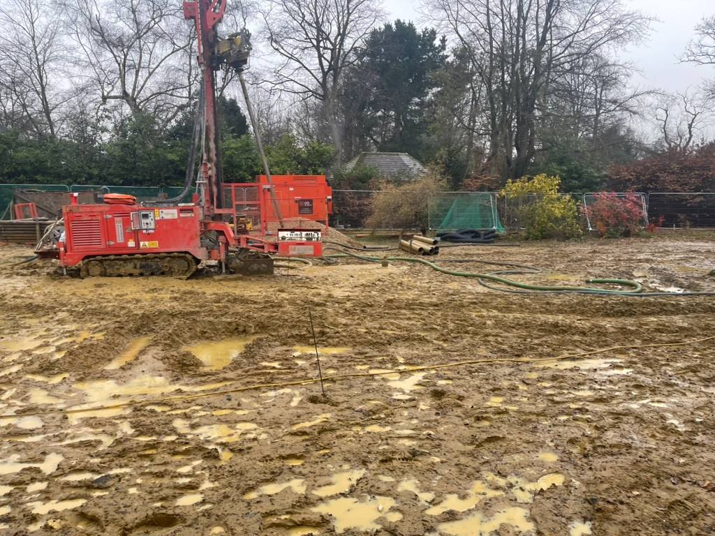 Sevenoaks project - groundworks, geothermal borehole drilling