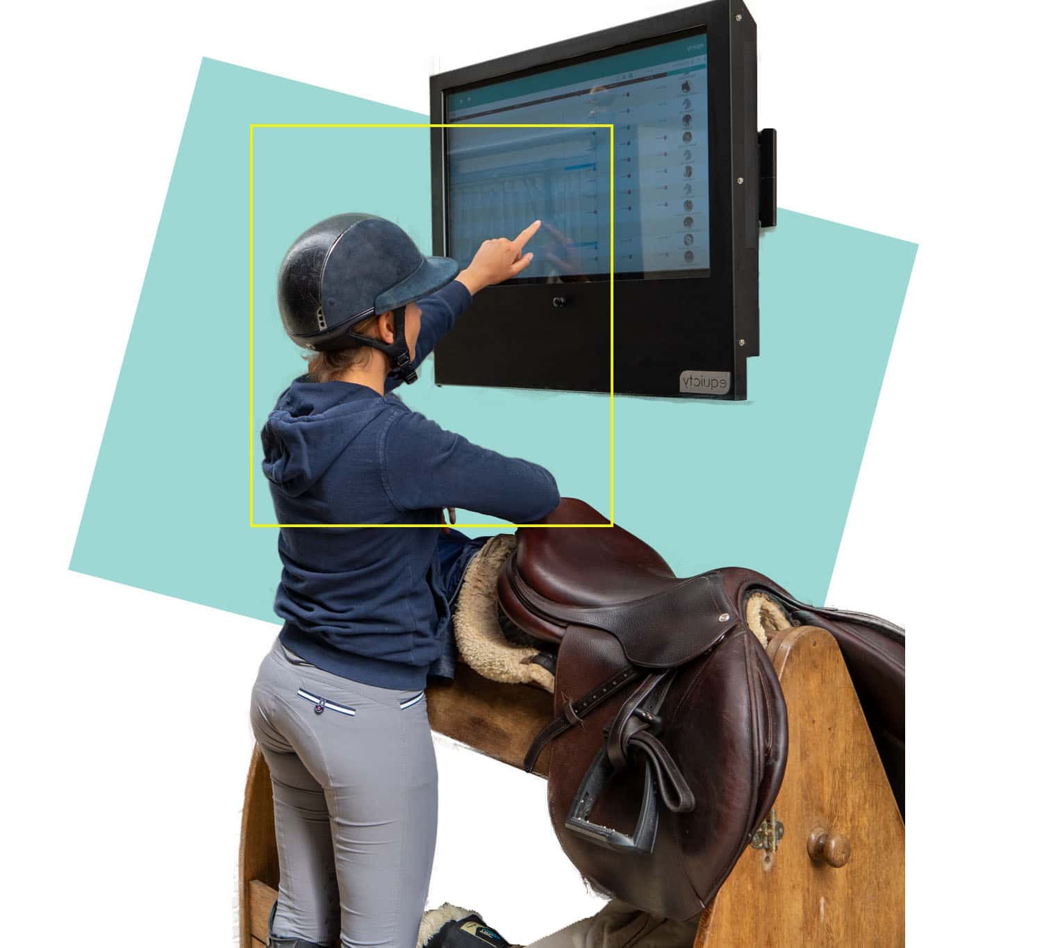 Rider using the equicty smart stable board