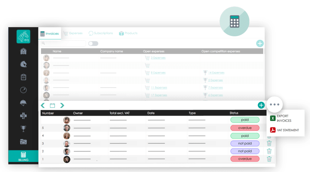 Invoices and expenses in equstable