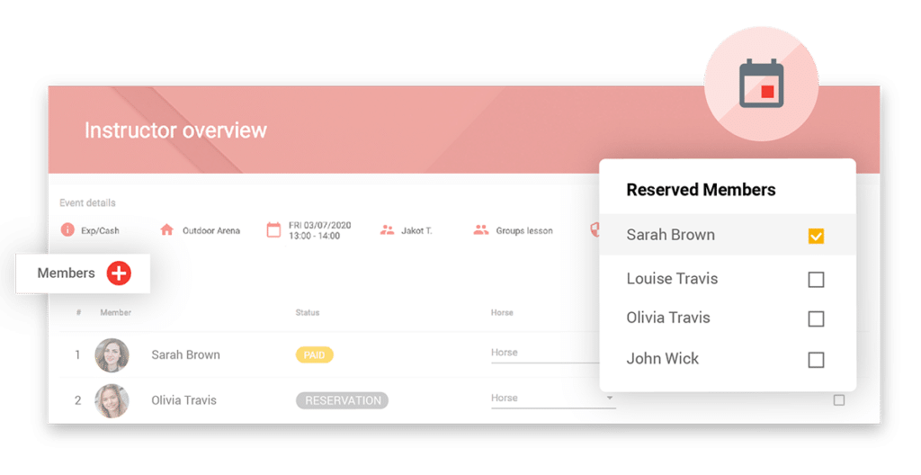 Reserve lessons for members