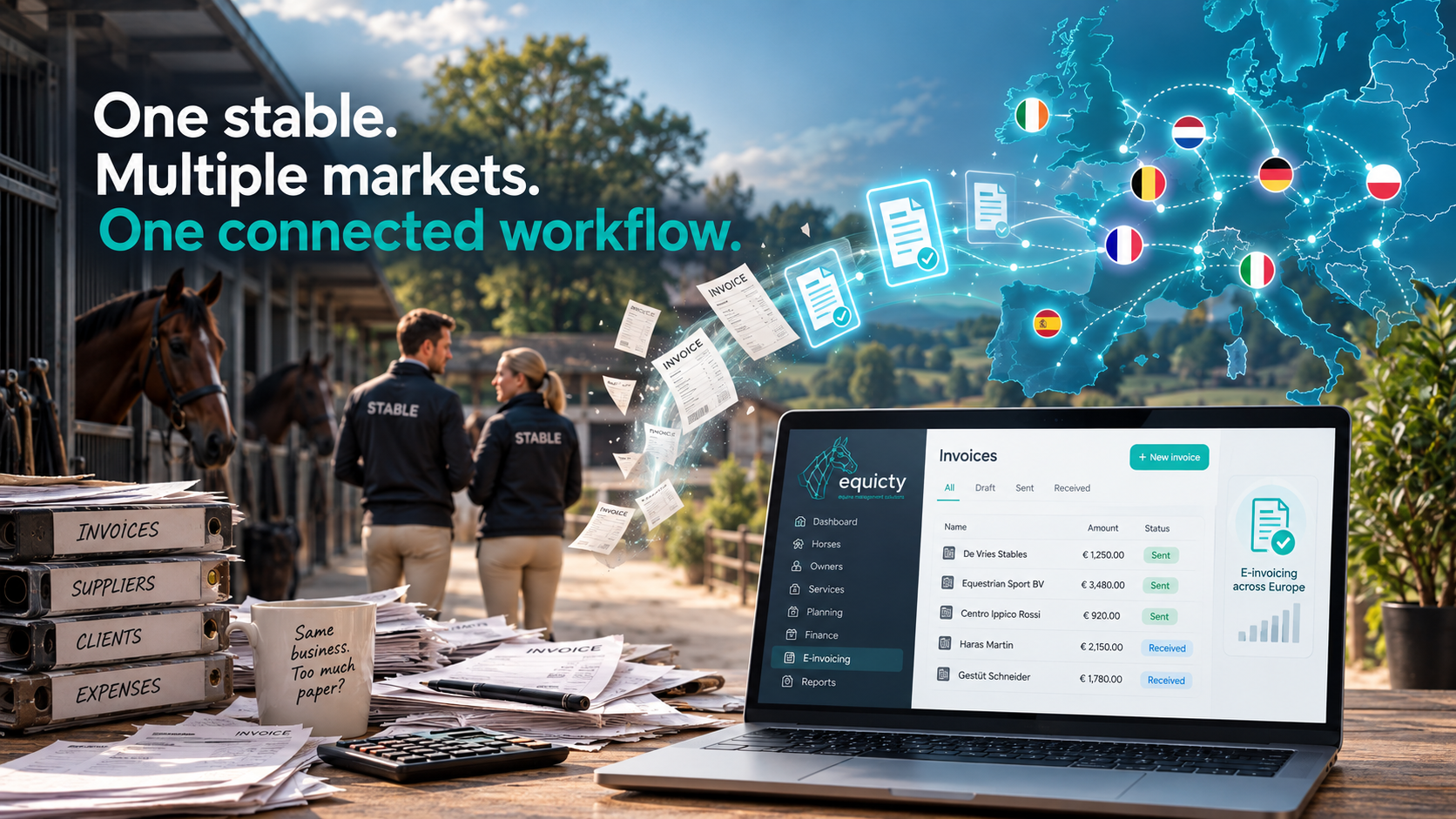 One stable, multiple markets, one connected electronic invoicing workflow across Europe