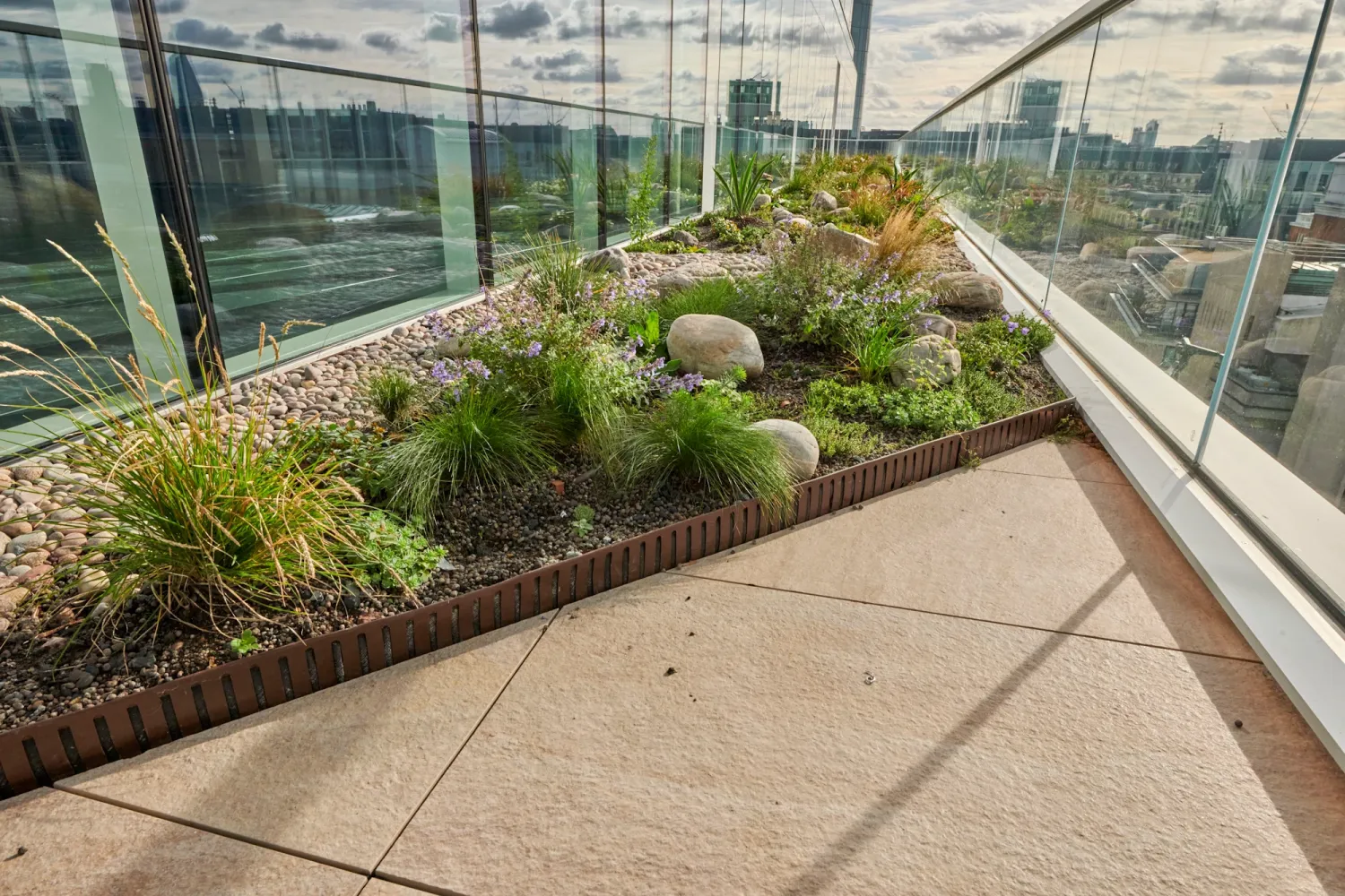 RoofEdge landscape edging system in situ