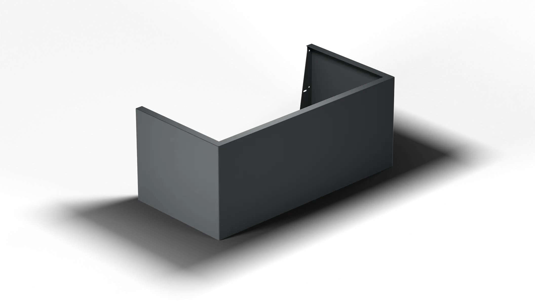 Gray metal bracket with a U-shaped design on a black background.