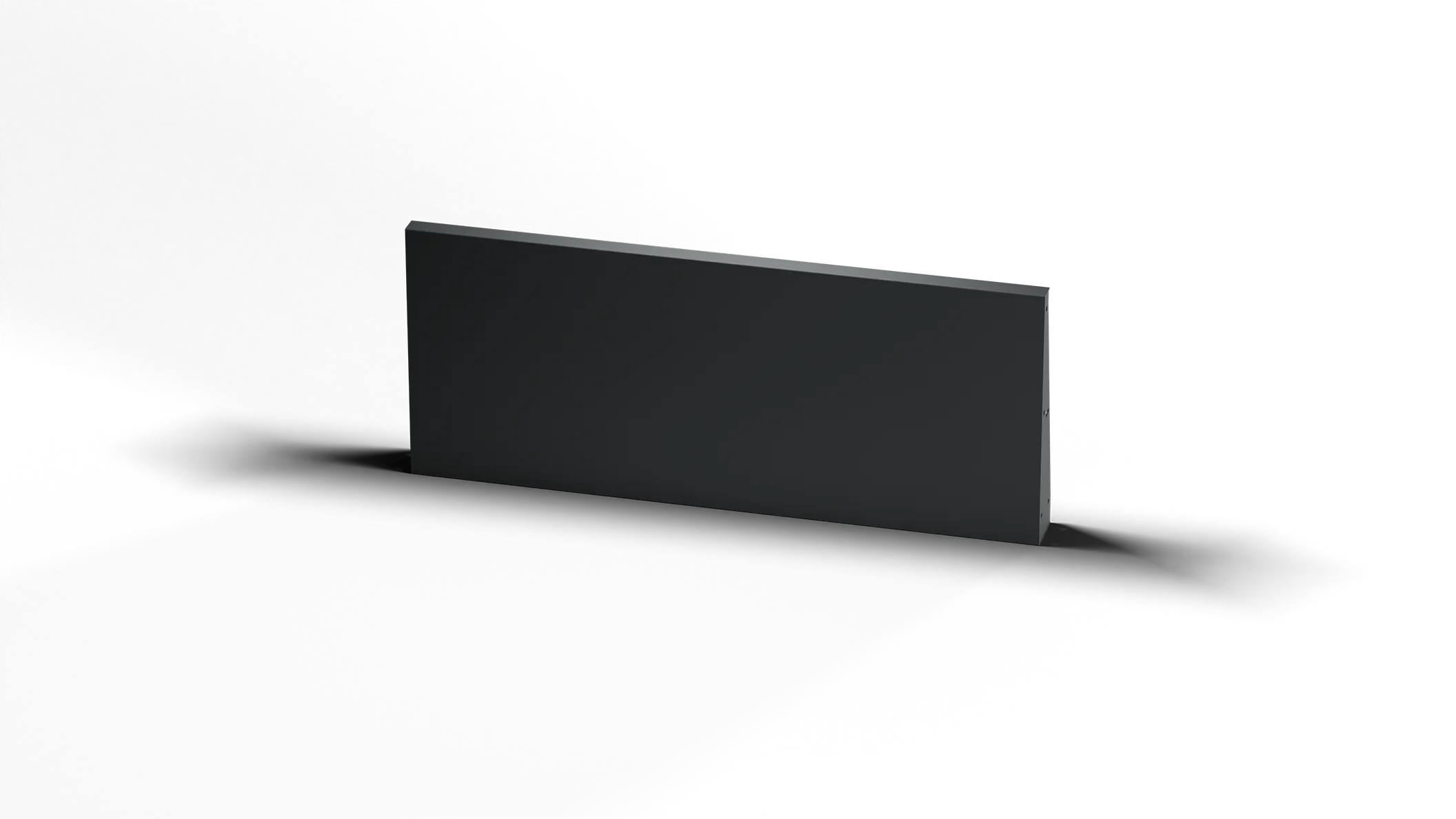 Rectangular dark gray straight panel with angled top edge on black background.