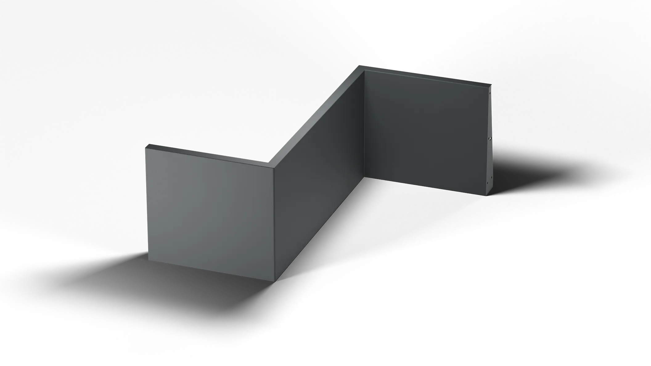 Three-panel black soundproofing panel arranged in a zigzag shape on black background.
