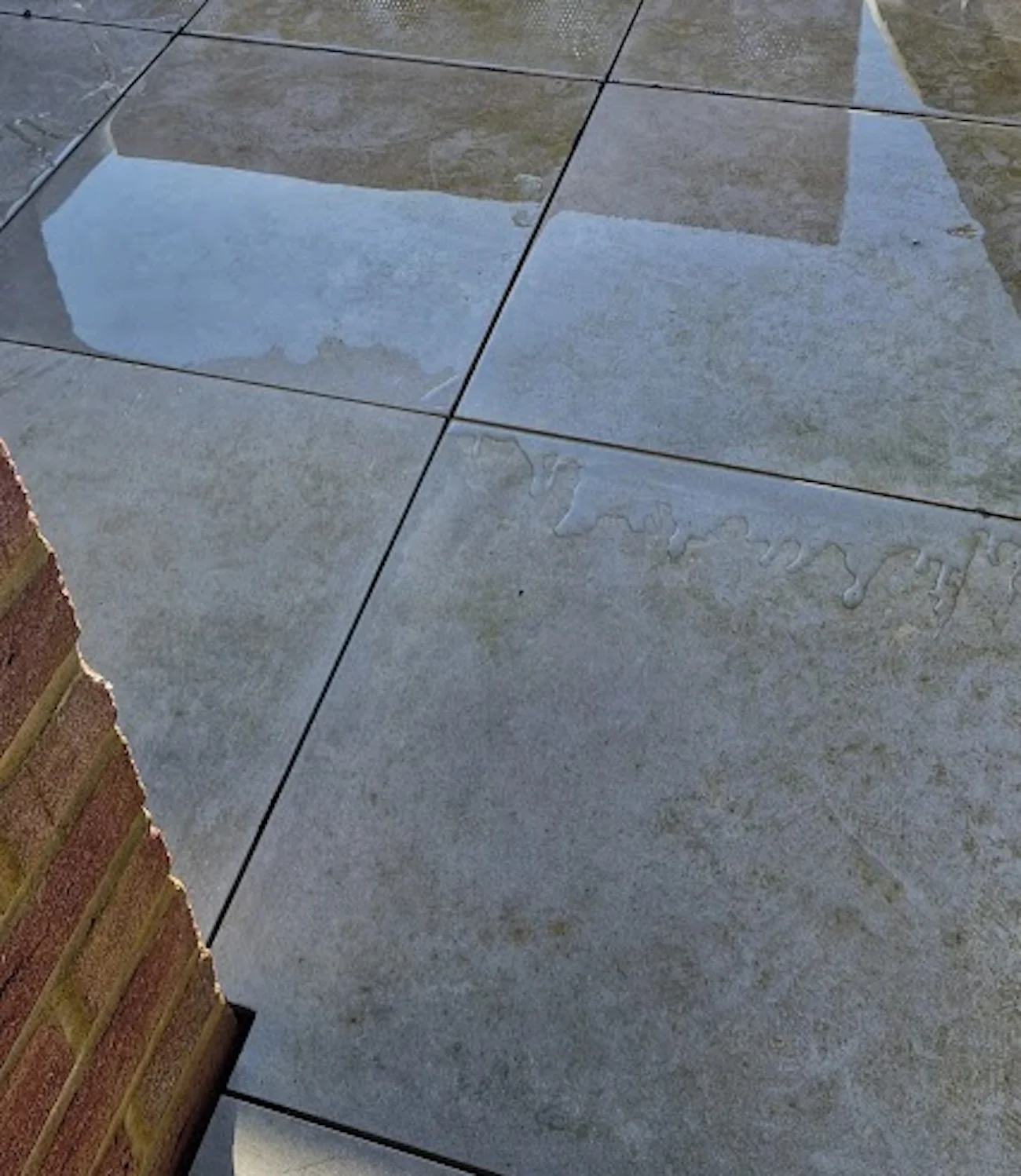 Water pooling on rooftop