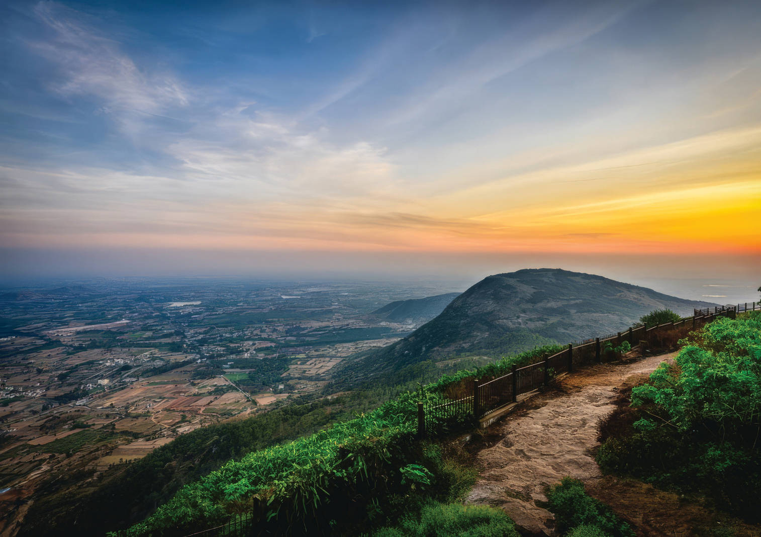 Sunset view over Nandi Hills, north of Bangalore