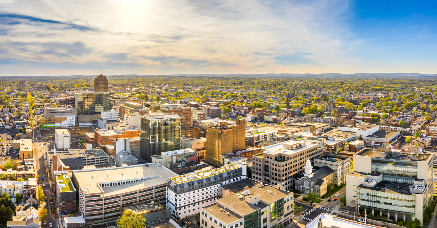 Aerial city view representing the Breinigsville, Pennsylvania location.