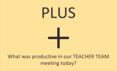 Plus reflection prompt asking what was productive in teacher team meeting