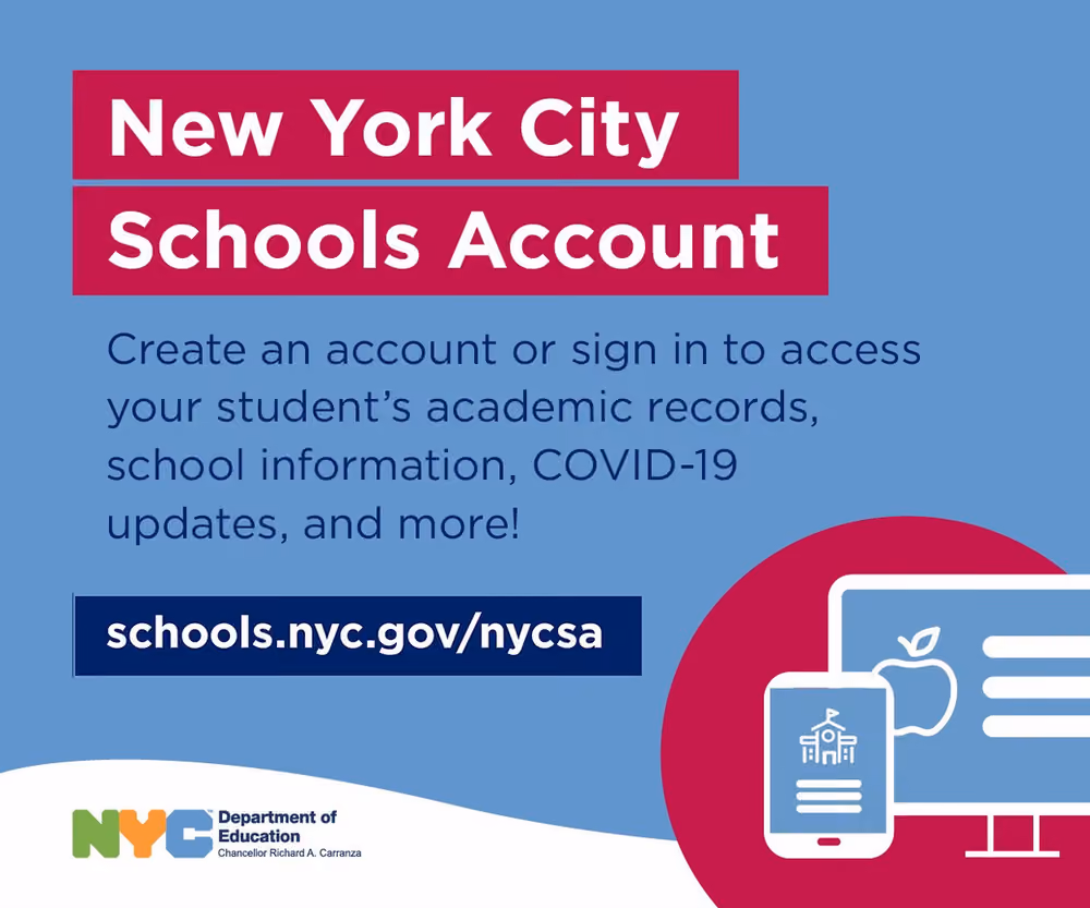 NYC Department of Education New York City Schools Account portal announcement
