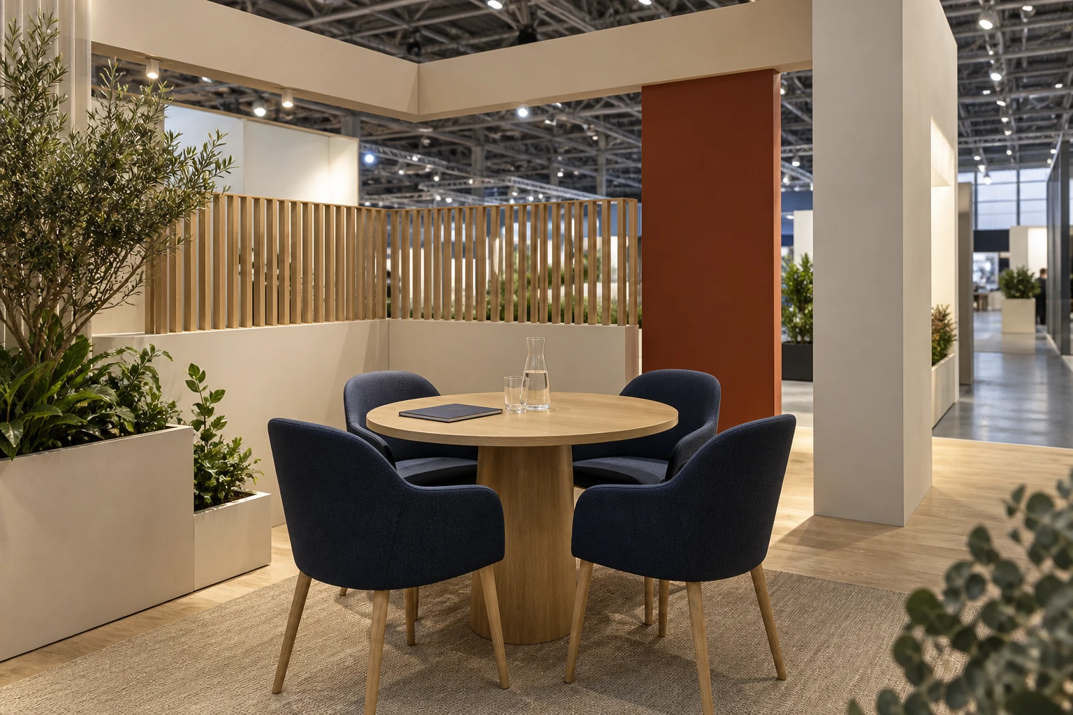 A meeting space within an exhibition stand
