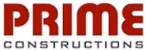 Prime Constructions company logo with bold red uppercase text for 'PRIME' and smaller black uppercase text for 'CONSTRUCTIONS'.