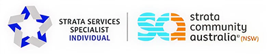 Strata Services Specialist Individual and Strata Community Australia NSW logos side by side.