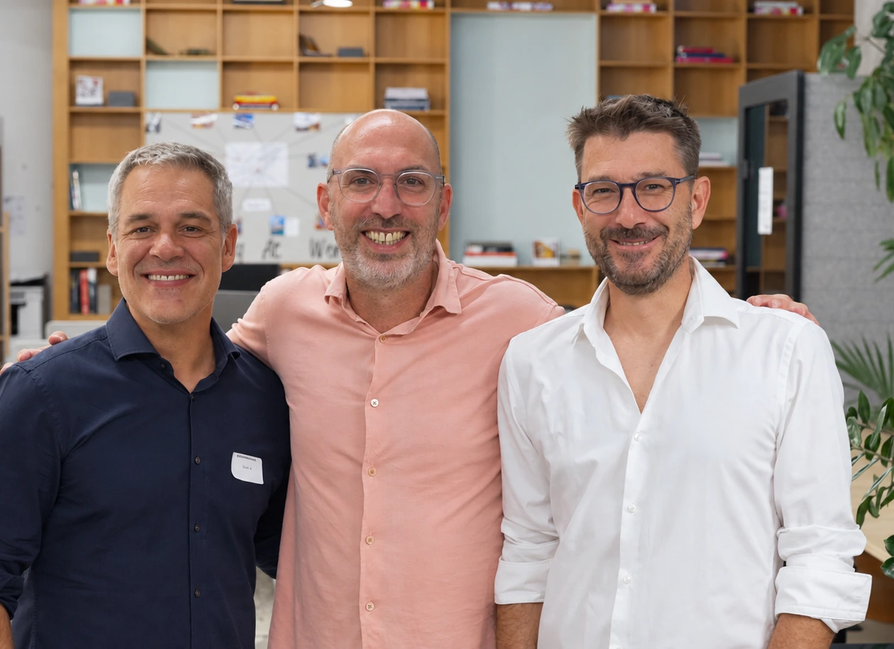 Jérôme Amoudruz, François Benveniste et Pascal Détraz, les trois fondateurs de Sandra