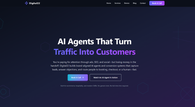 Digital22 website homepage