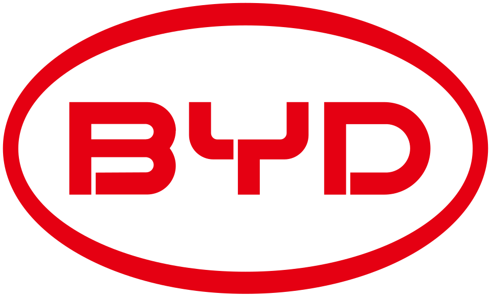 Red BYD logo with stylized letters inside a red oval outline on a transparent background.