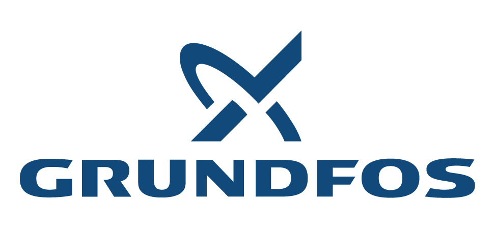 Grundfos company logo with stylized blue graphic above the name in uppercase letters.