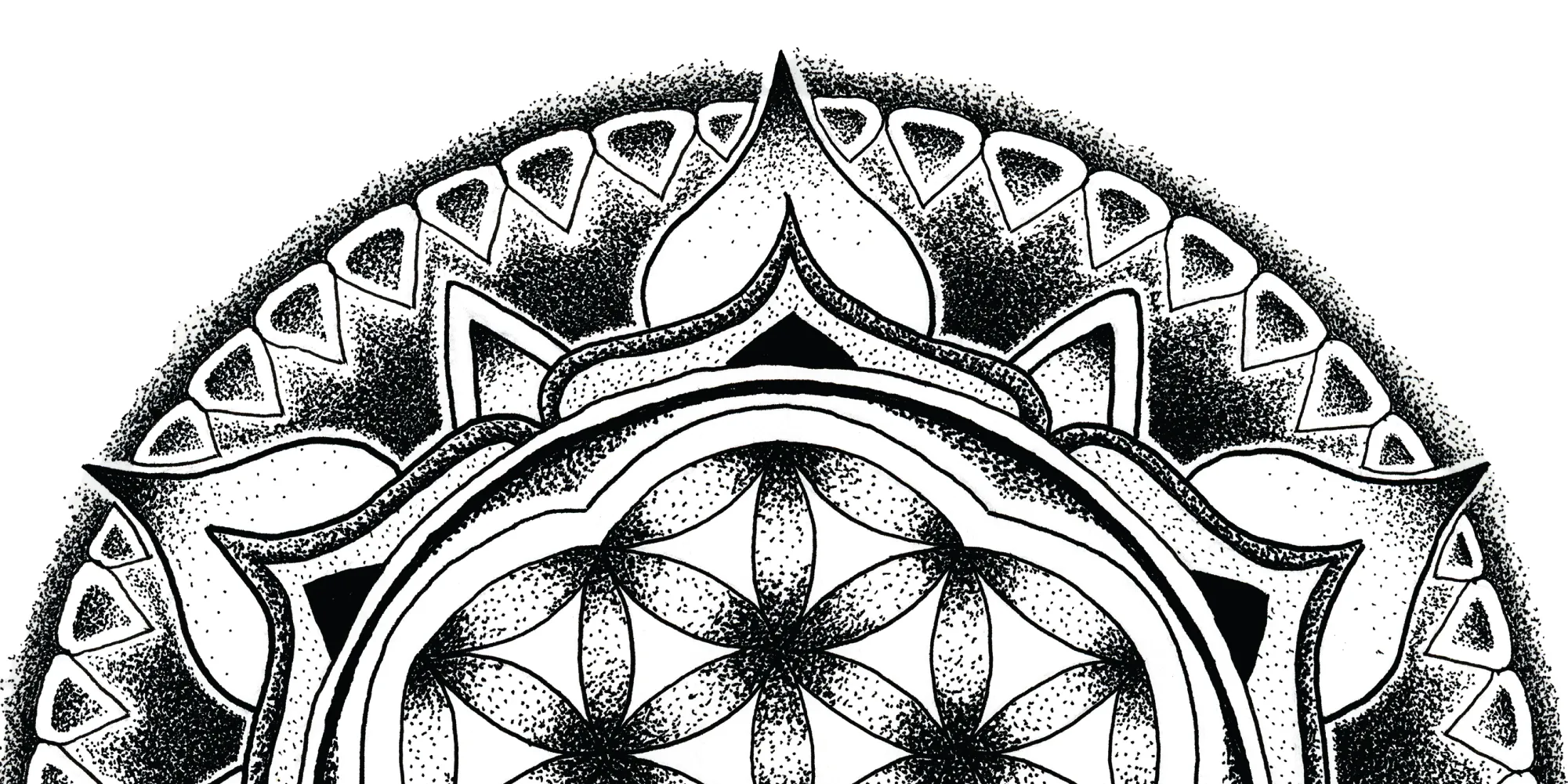 Original Flower of Life sacred geometry artwork by Flowstate Design Studio.