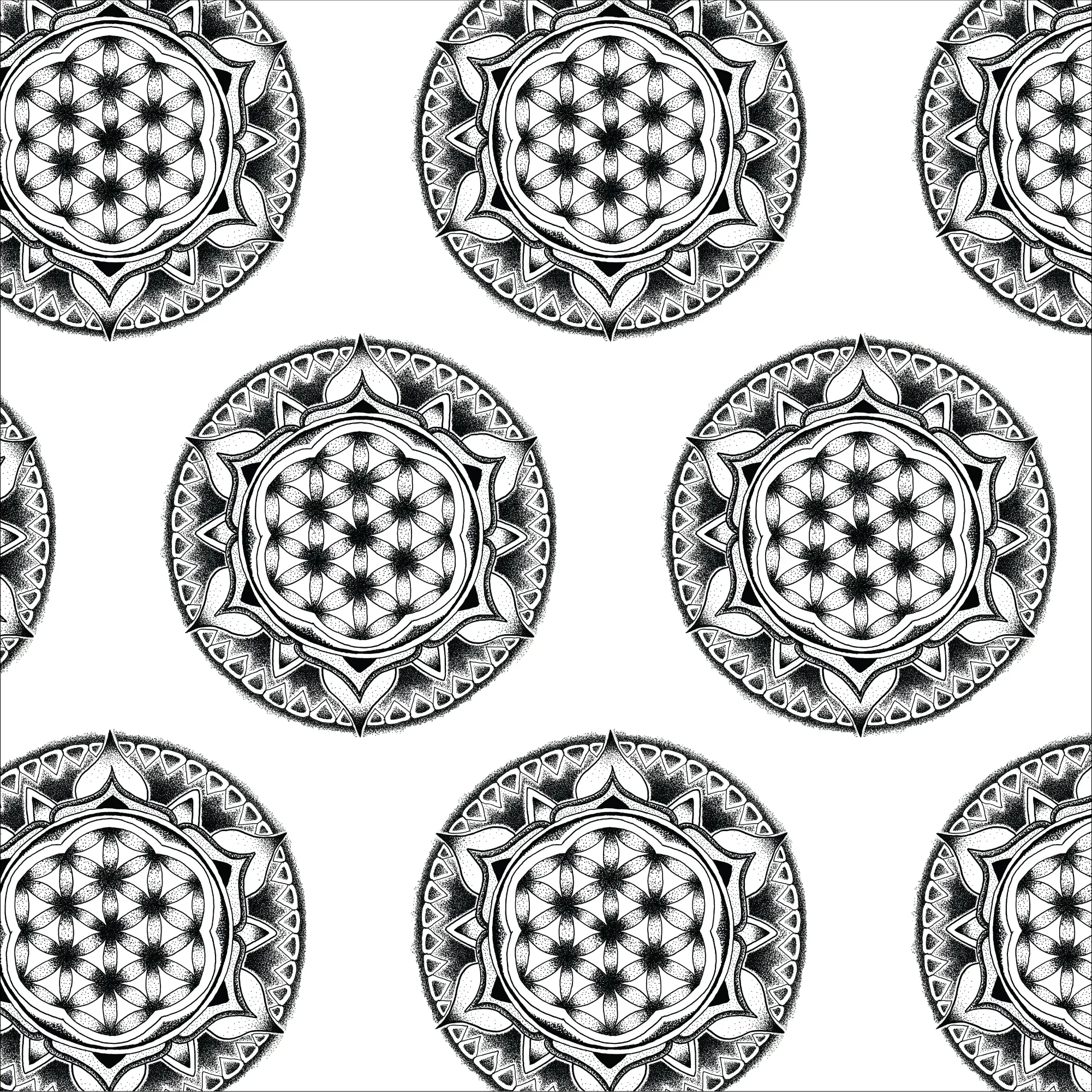 Original Flower of Life sacred geometry artwork by Flowstate Design Studio.