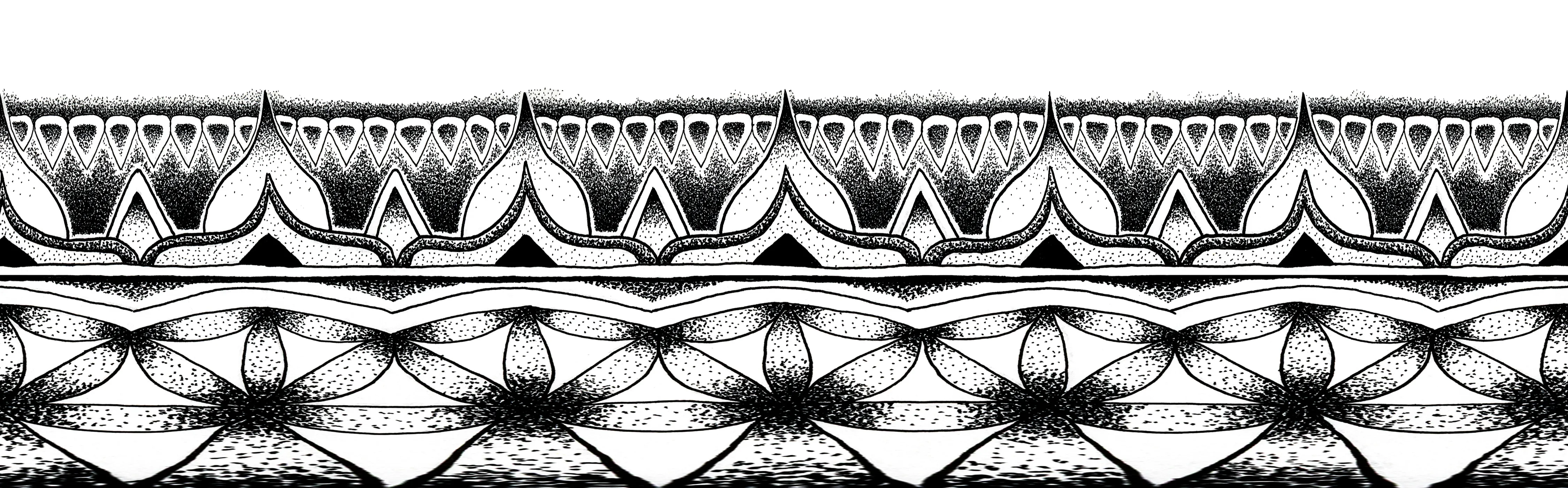 Border Band: Decorative black and white geometric border derived from the Flower of Life artwork