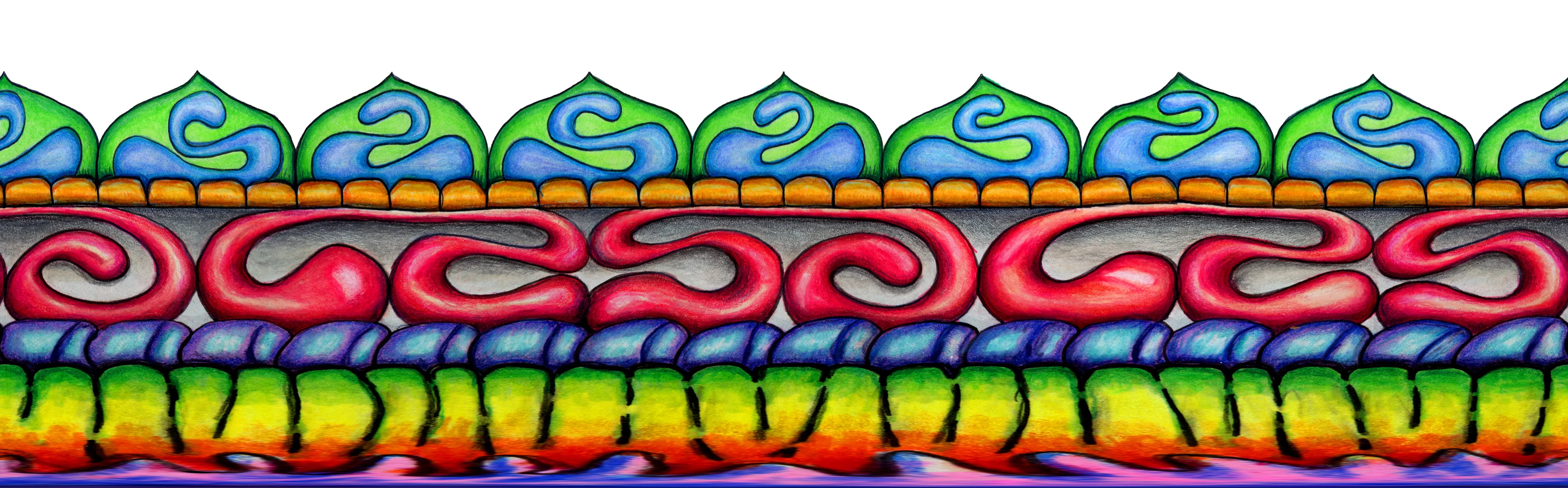 Border Band: Decorative horizontal border pattern derived from the Grounded Core artwork
