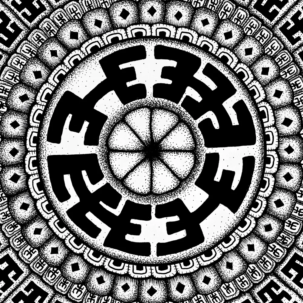 Original Komo mandala artwork by Flowstate Design Studio.