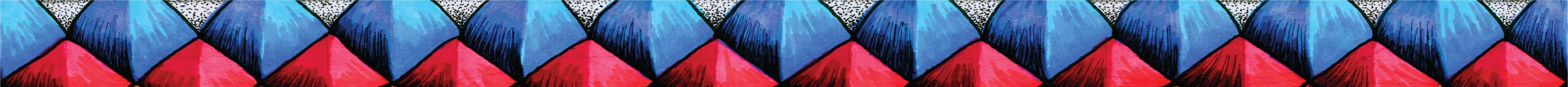 Middle Band One: Narrow repeating red and blue geometric band from the Inner Coherence artwork