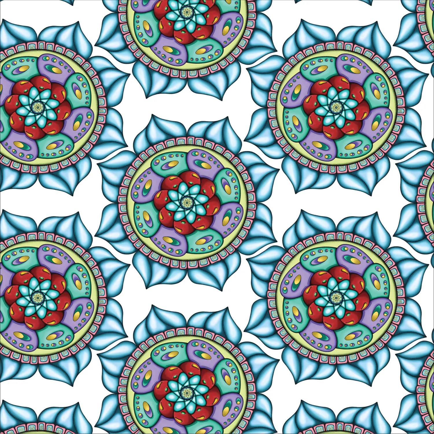 Original Atom Heart Flower mandala artwork by Flowstate Design Studio.