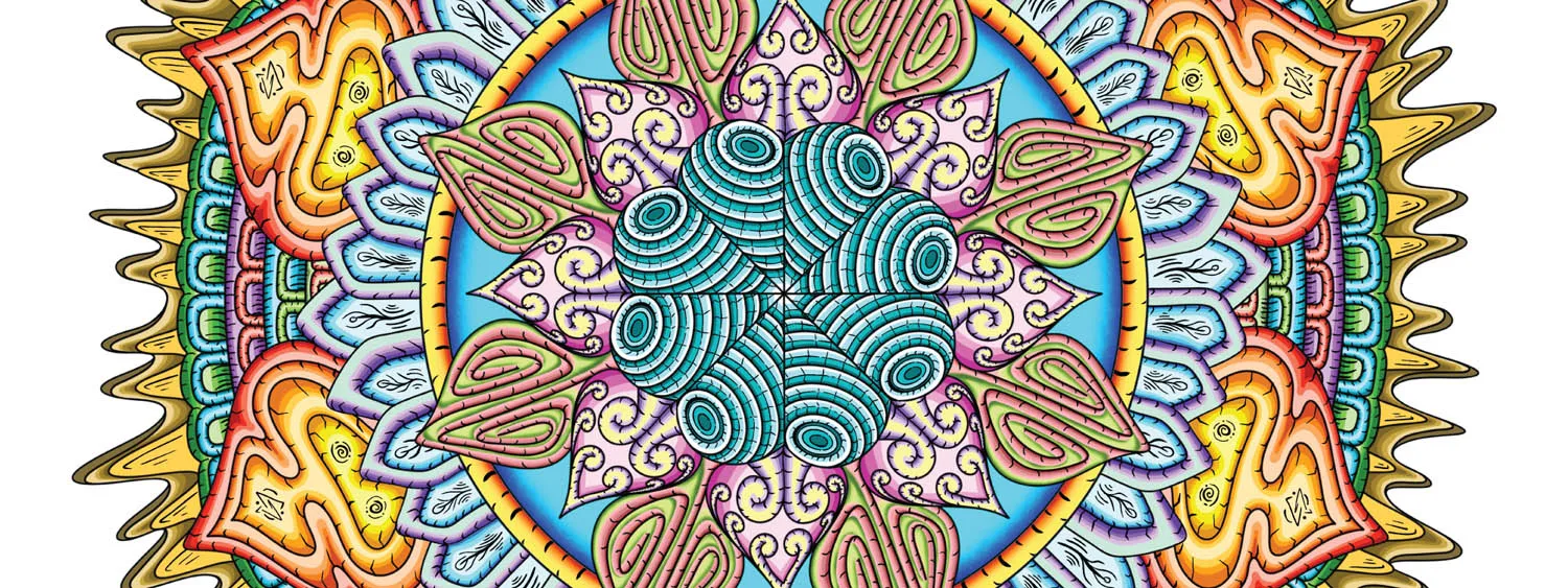 Original Desert Flame mandala artwork by Flowstate Design Studio.