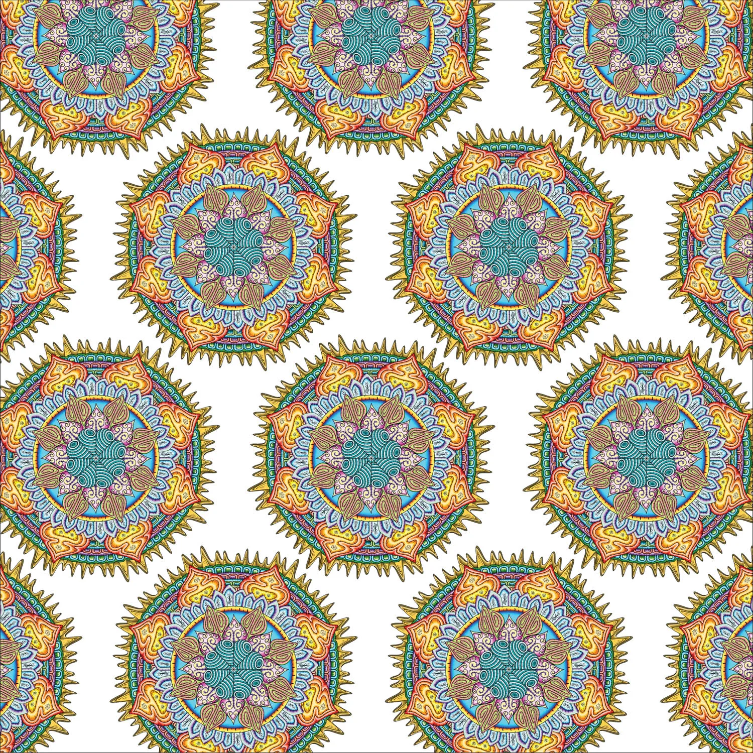 Original Desert Flame mandala artwork by Flowstate Design Studio.